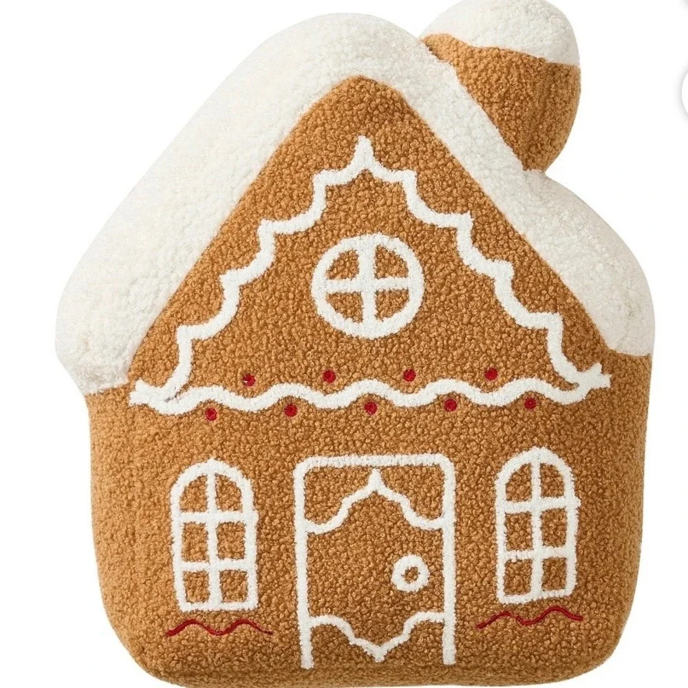My Texas House Gingerbread House Decorative Pillow Cozy Sherpa Holiday Christmas